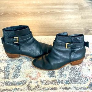 Black Kate Spade buckle booties